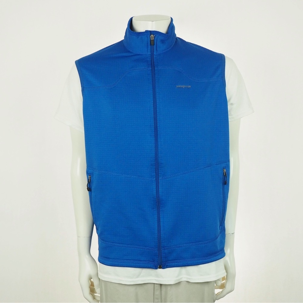 Patagonia R1 Full-Zip Jacket Vest Mens Sz XL Blue Polartec Power Dry Hiking Tech